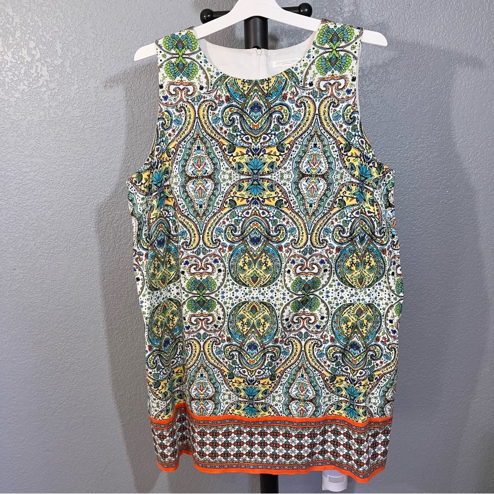 London Times Women's Sleeveless Round Neck Cotton Shift Dress  Size 22W - Picture 3 of 12